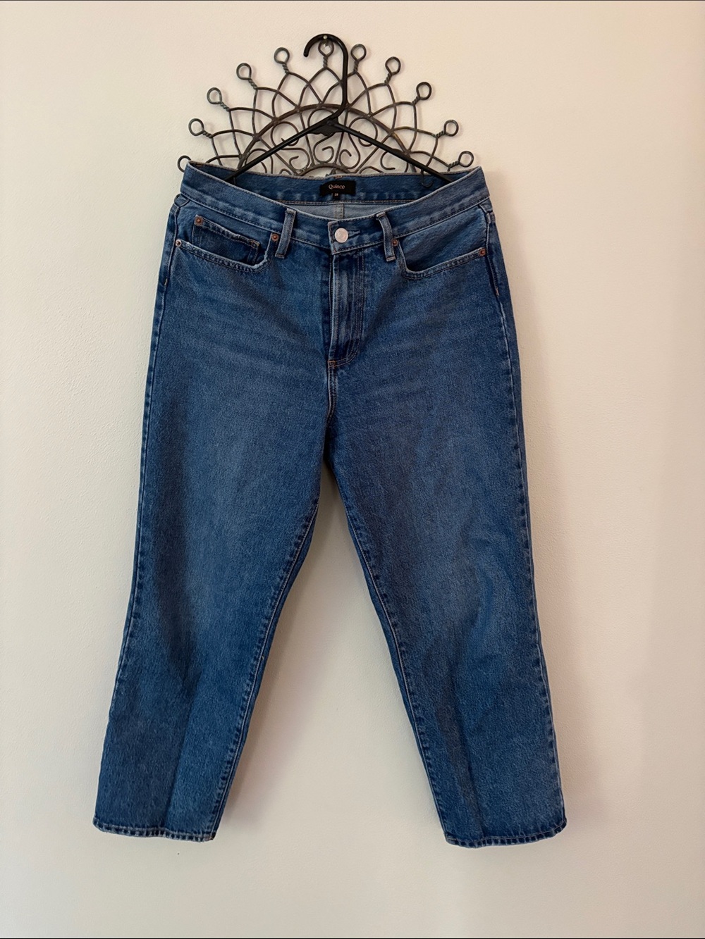 Quince Bella rigid Straight-Leg High-Rise Jeans in Medium Blue